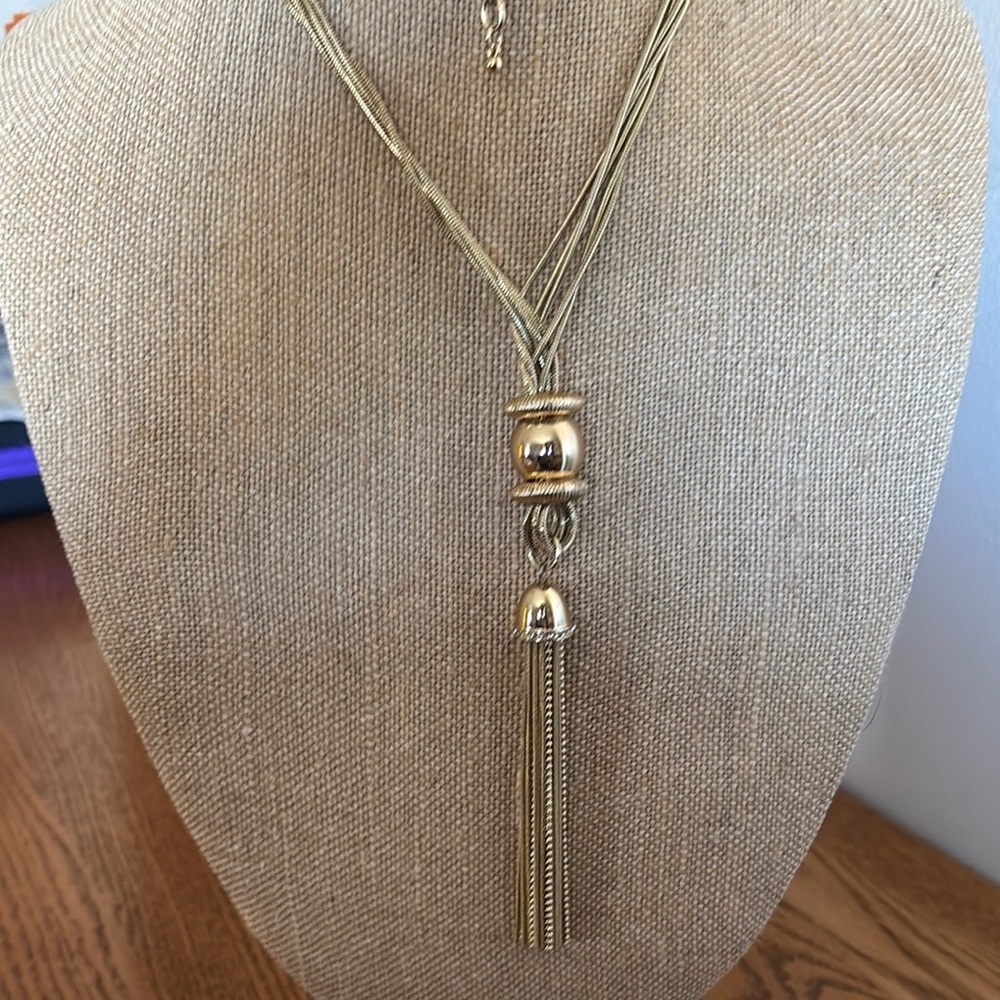 Joan Rivers Gold Necklace with Tassel Pendant